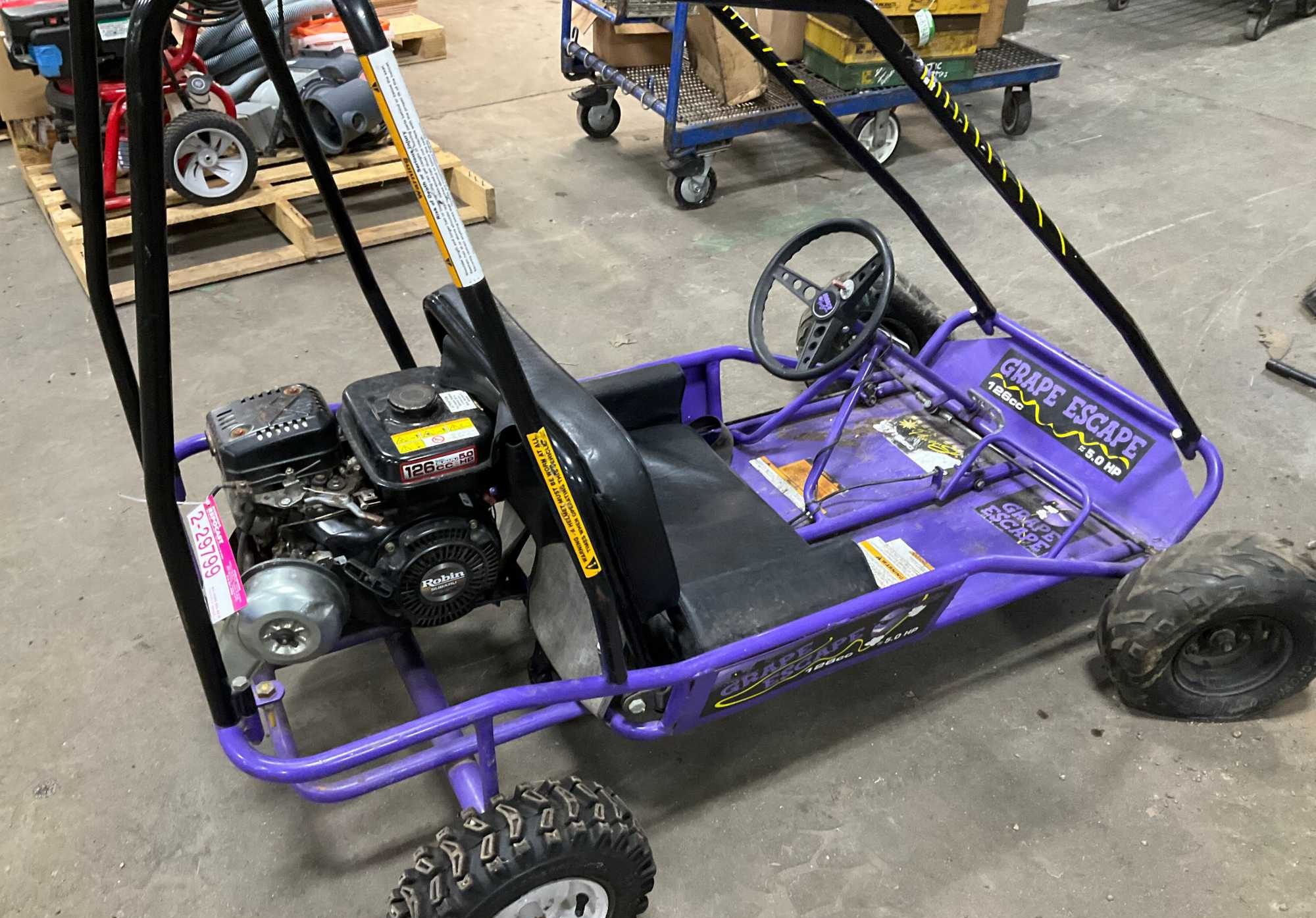 Lot (1) Purple go kart (needs new axle)